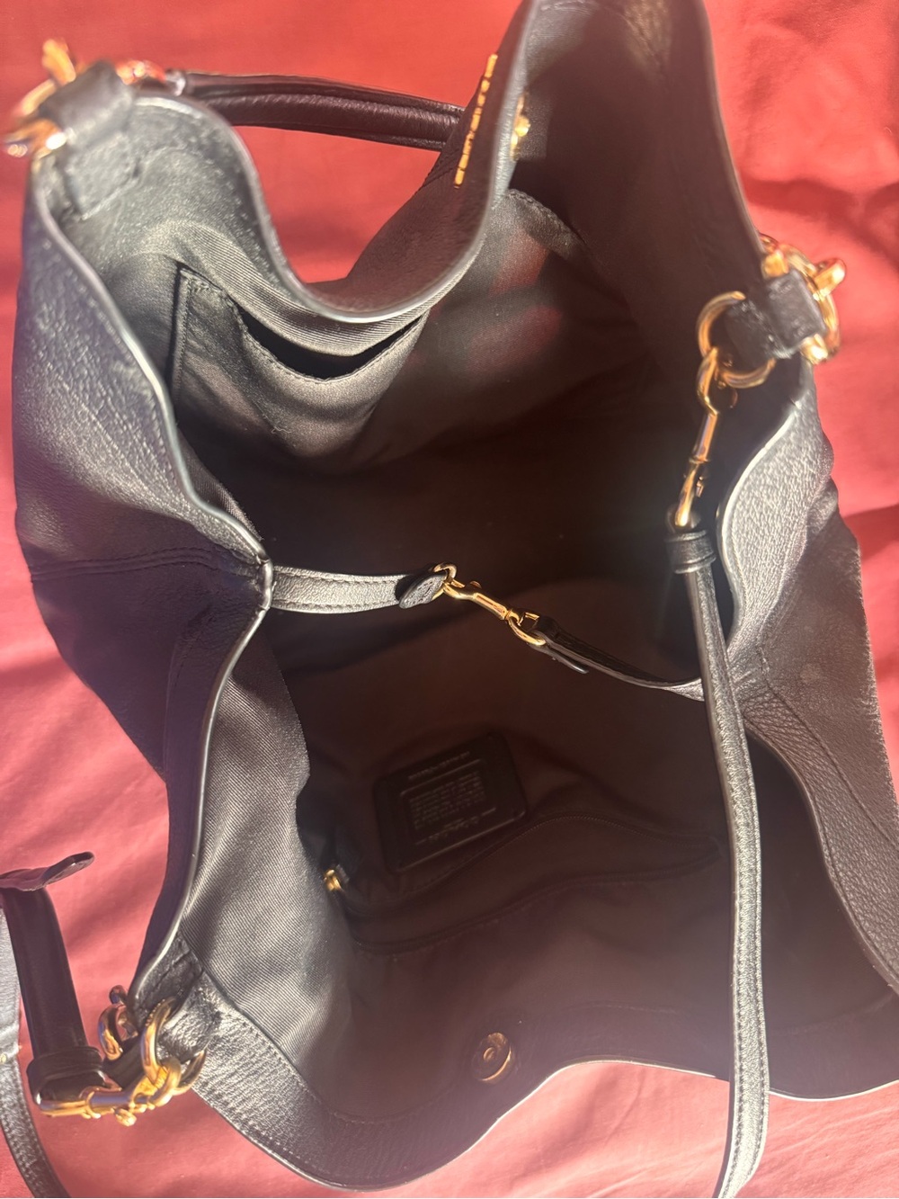Coach Black Pebbled Leather Shoulder Hobo with Gold Hardware - Picture 6 of 12